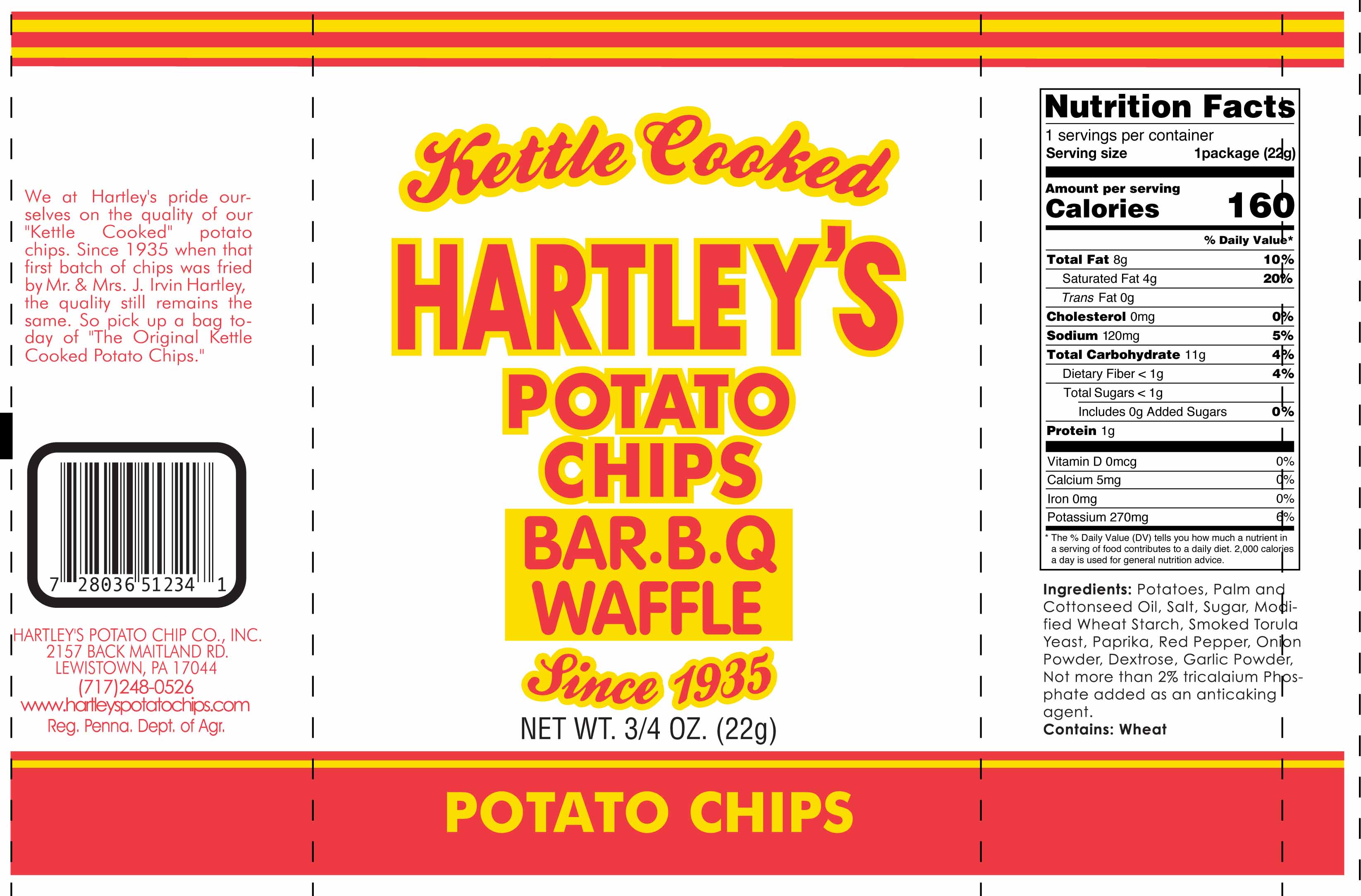Hartley’s 0.75oz BarBQ Waffle Potato Chips 564121 Hartleys Potato Chips