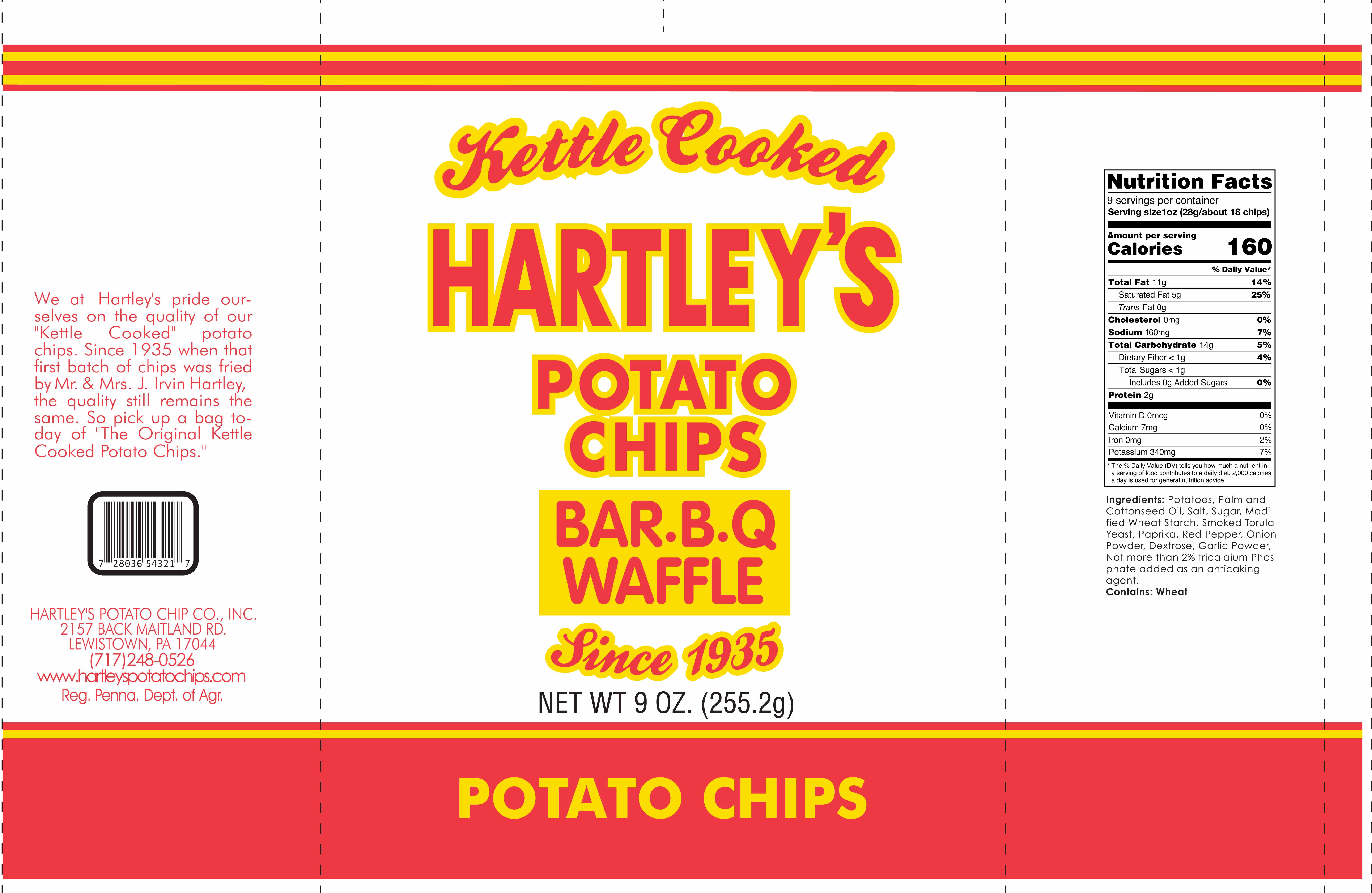 Hartley’s 9oz BarBQ Waffle Potato Chips 564123 Hartleys Potato Chips